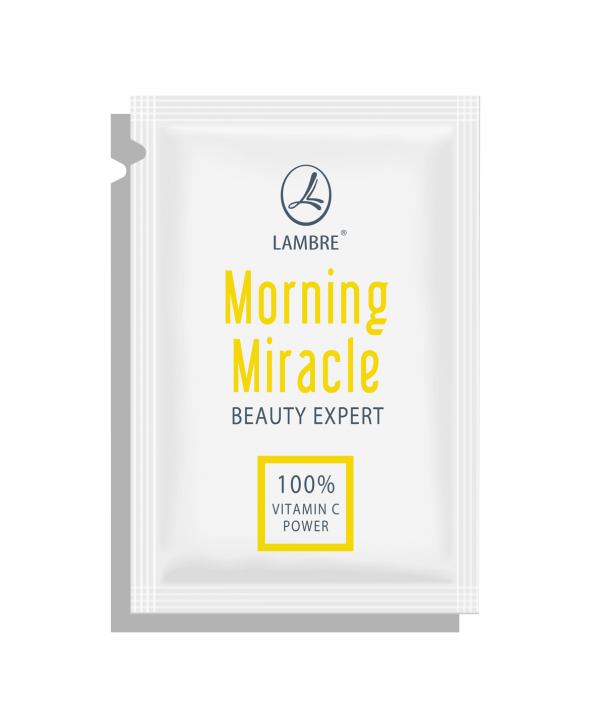 MOSTRA MORNING MIRACLE SER ANTI-RID CU EFECT INSTANT DE INTINERIRE SI ILUMINARE BEAUTY EXPERT 100% VITAMIN C 2ML SAM MM VIT C SERUM